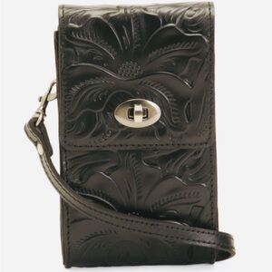 Patricia Nash Rivella Black Tooled Leather Crossbody Bag
